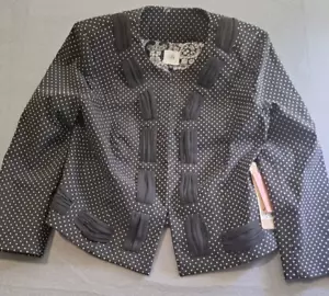 Cabi Jacket Womens 4 Black White Polka Dot Seaside Chick Cropped Open Front - Picture 1 of 9