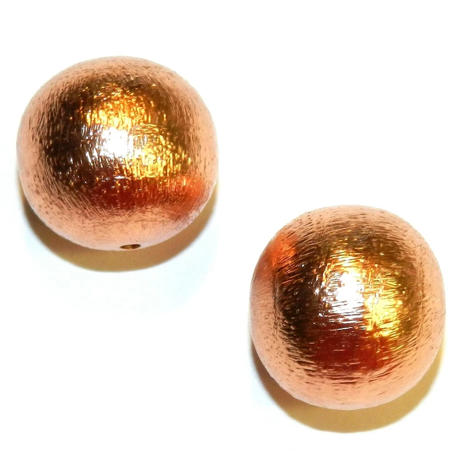 Cuentas espaciadoras redondas de metal cepillado cepillado con textura de cobre MB3154 2 piezas Foto 1 de 1