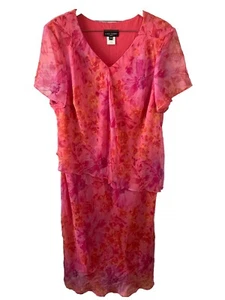 Hermoso Vestido Manga Corta Floral Rosa Coral 26w Dama Dorby Para Mujer j154 - Imagen 1 de 4