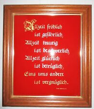 schönes altes Spruchbild / Handarbeit / Haussegen / Blattgold / B 20 x H 23 cm