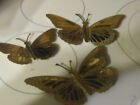 Vtg Home Interiors Homco Brass Butterflies Wall Hangers Metal Decor Tin Set of 3