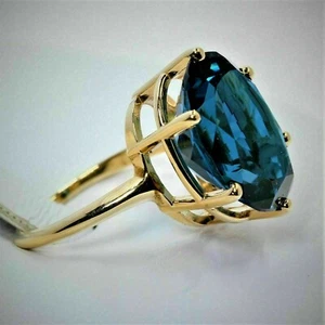 3ct Oval Cut Blue Topaz Solitaire Lab Created 14K Yellow Gold Plated - Picture 1 of 5