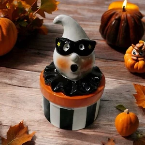 NUEVO Plato de caramelo de baratija cubierta fantasma enmascarado de cerámica de Halloween - Imagen 1 de 6