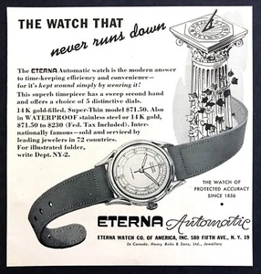 1948 Eterna Reloj Automático Foto ""Keep It Wound by Wearing It"" anuncio impreso vintage - Imagen 1 de 1