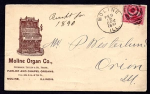 US 1891 ADVERTISING MUSIC "PARLOR AND CHAPEL ORGANS" MOLINE ORGAN CO. - Picture 1 of 2