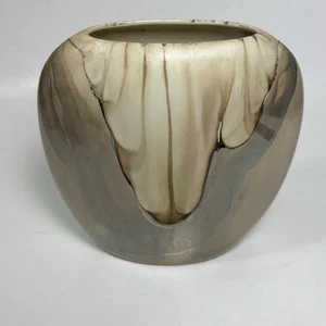 Neilson Platin Überfang Vase Keramik oval Art Studio 5,5" Pacific Grove CA - Bild 1 von 5