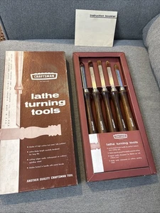 Nuevo de Lote Antiguo Sears CRAFTSMAN 5 piezas HERRAMIENTAS DE TORNEADO DE TORNO 2855 Corona Logo Nunca Usado con instrucciones - Imagen 1 de 18