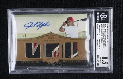 2011 Marquee Acclaimed Impressions Triple Gold /5 Justin Upton BGS 8.5 Auto - Image 1 of 2