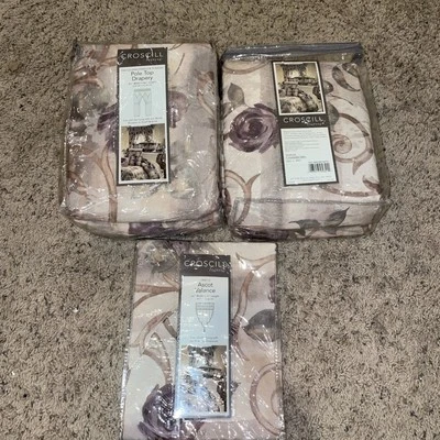 Juego de 2 cortinas de poste vintage CROSCILL Chambord rosa amatista púrpura Foto 1 de 4