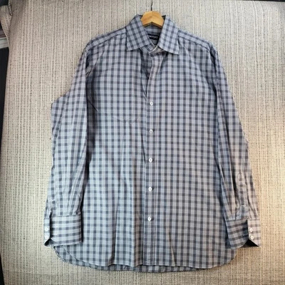 Tom Ford Shirt Mens 17 43 Gray Black Plaid Check Button Down Dress Long Sleeve - Image 1 of 4