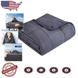 5lb Weighted Blanket 36x48" Dark Grey Cooling Breathable Microfiber - Picture 1 of 10