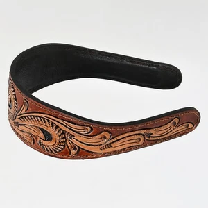 AD American Darling Hand-Tooled Western Leather Floral Carved Hair Band - Picture 1 of 3