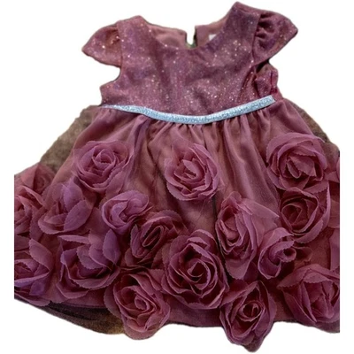 Vestido floral formal rosa bebê menina Nannette tamanho infantil 3-6 meses. Excelente - Imagem 1 de 4