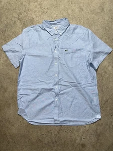Lacoste Mens Size L 43 Classic Fit Light Blue Button Down Short Sleeve Shirt - Picture 1 of 10