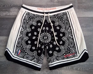 Collect & Select x Effulgenge Corduroy Paisley Shorts Black Cream Size XL - Picture 1 of 14