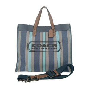 [Near Mint] Coach C3798 Tote Bag Field Tote 40 blau Canvas Leder Schultertasche - Bild 1 von 10