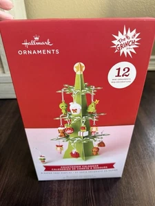 Hallmark The Grinch Countdown Calendar 12 Mini Ornaments & Paper Tree Display - Picture 1 of 2