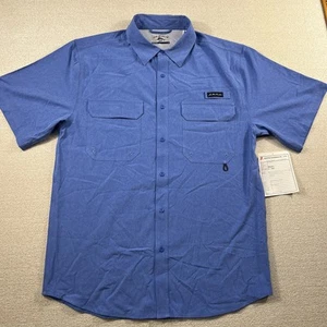 Joe Marlin Unwind *RARE* Fishing Button Up Shirt Men Large Billfish Blue Heather - Picture 1 of 18