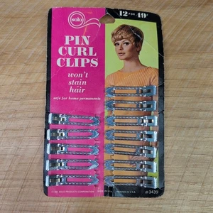 Vintage 1967 Solo 12 Metall Pin Locken Clips #3439 Doppelzinken auf Originalkarte 1,75" - Bild 1 von 7