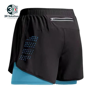Nuovi Pantaloncini Da Corsa Da Uomo Pantaloncini Sportivi Da Palestra 2 in 1 All - Picture 1 of 20