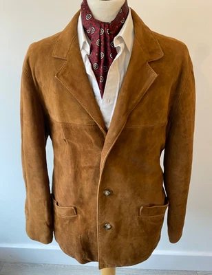 VINTAGE mens 60/70's INDIE/MOD fabulous SOFT BROWN SUEDE JACKET BLAZER 42" - Image 1 of 4