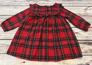 Old Navy Red Tartan Plaid Flannel Dress Girl’s 12-18 Months Christmas Holidays - Picture 1 of 13