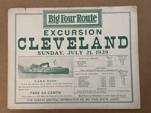 1929 BIG FOUR ROUTE Excursion Cleveland Sign C&B Line Steamer CITY BUFFALO Train - Bild 1 von 5