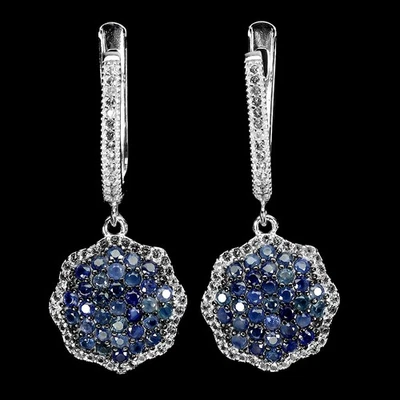 Pendientes de plata de ley 925 zafiro redondo corte diamante topacio piedras preciosas joyería Foto 1 de 4