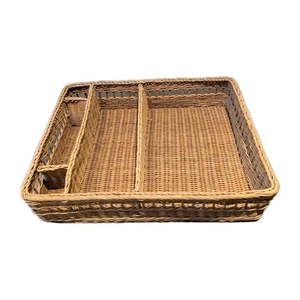 Vintage Wicker Rattan Divided Basket Organizer Boho Drawer Shelf Desk Decor CH9 - Picture 1 of 20