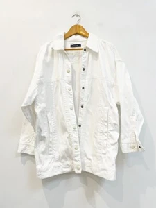 Designer Jac + Jack Size 12 Stunning Oversize White Denim Perfect Women's Jacket - Picture 1 of 4