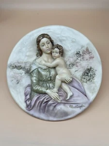 Woman Holding Child 3D Ceramic Decorative Plate A. Santangela - Picture 1 of 11