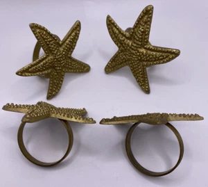 Anelli tovagliolo stella marina - metallo - colore oro - set di quattro (4) vintage - Foto 1 di 4