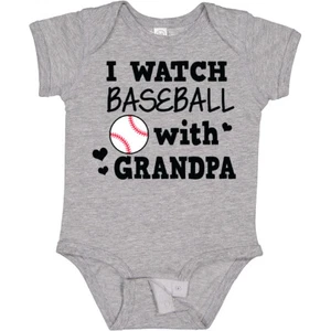 Inktastic I Watch Baseball With My Grandpa Baby Bodysuit Sports Boy Sport Youth - Picture 1 of 10