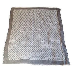 Louis Vuitton Large LV Monogram Shawl Scarf - Silk, Wool & Metal - Grey - 145cm - Picture 1 of 11