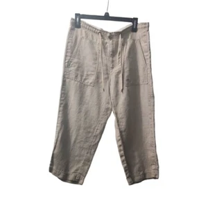 Liz Claiborne Linen Blend Cropped Pants Drawstring Waist Petite Size 6P - Picture 1 of 3