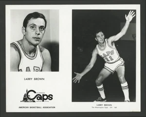 1969-70 LARRY BROWN WASHINGTON CAPS ABA BASKETBALL HOF PUBLICITY PHOTO CARD RARE - Picture 1 of 2