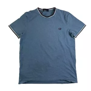 Men’s Fred Perry Embroidered T Shirt Light Blue Medium - Picture 1 of 3