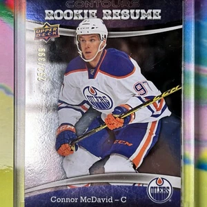 Connor McDavid RC #d/399 Upper Deck Contours Rookie Resume #RR-15 Oilers Rookie - Imagen 1 de 11