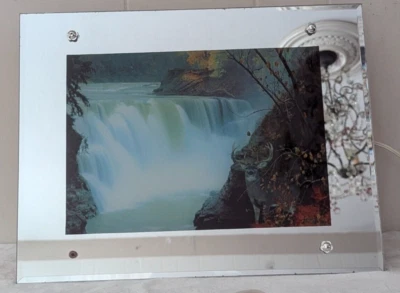 18" by 14" Vintage Motion Lamp Moving Waterfall Deer Bubbling Water Birds - Image 1 of 4
