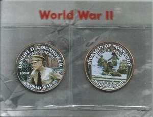 WWII Colorized JFK Half Dollars-Invasion of Normandy-General Dwight D Eisenhower - Bild 1 von 2