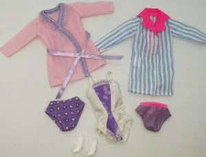 Vintage Barbie Clone 80s Lingerie Lace Bodysuit Striped Bath Robes Negligee Lot - Picture 1 of 4