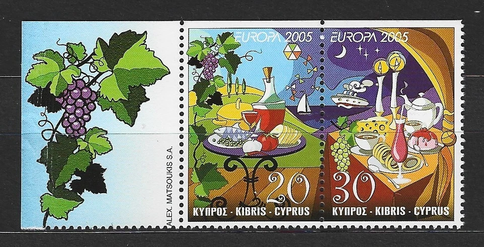 CYPRUS 2005 EUROPA FOR GASTRONOMY CYPRIOT CUISINE PAIR SET 2V. from BOOKLET MNH - Image 1 of 1