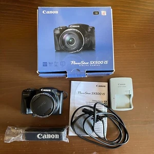 Canon PowerShot SX500 IS 16.0 MP Camera - BLACK - Open Box/ Slightly Used - Picture 1 of 8