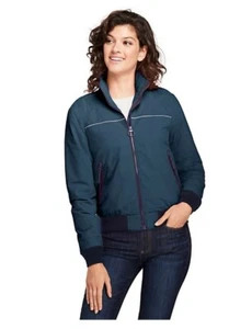 New Lands End 6/8 AZUL MARINO Squall CHAQUETA MUJER FORRADA Abrigo de Otoño Impermeable Pequeño - Imagen 1 de 8