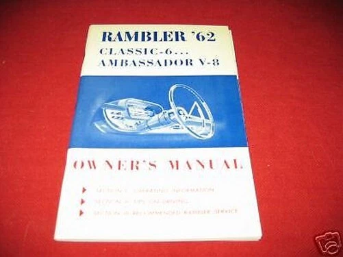 1962 AMC Rambler Classic & Ambassador Propietarios Manual NOS - Imagen 1 de 1