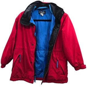 LL Bean Coat Kids Medium Jacket Red Boys Girls Winter Snow Warm Parka Insulated - Picture 1 of 10