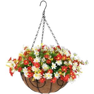 Artificial Hanging Flowers in Basket Outdoor Indoor Patio Lawn Garden Decor Hang - Picture 1 of 12