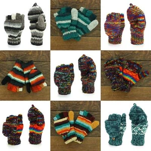 Hand Knitted Wool Shooter Gloves Handwarmer Woolly Warm Cosy Mitten - Picture 1 of 35