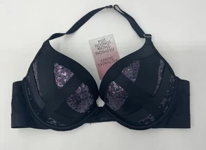 Victoria's Secret Very Sexy Push-Up Bra Halter Strap sz 34C Fashion Show Bling - Picture 1 of 2