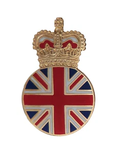 Vereinigtes Königreich Queen's Crown Union Jack Runde Pin Anstecker - Bild 1 von 3